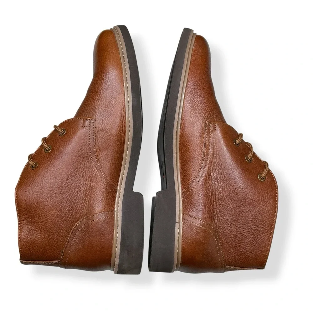 Hush Puppies Detroit Chukka Boots Men Size 10 Cognac Tan Leather Lace Up